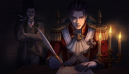 Writing his will before his duel with Genshin Asogi