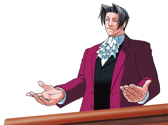 Phoenix Wright. smugly countering one of. 