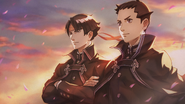 With Naruhodo in artwork seen at the end of The Great Ace Attorney: Adventures.