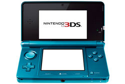 A blue Nintendo 3DS.