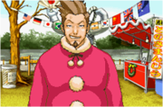 Butz con su traje de vendedor