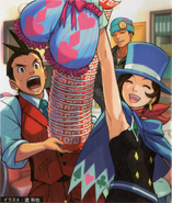 Apollo being knocked over by Trucy (Odoroki Gyakuten)