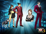 Miles Edgeworth, Mia Fey, Gi/Take color scheme.