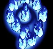 The magatama made of blue flames formed by the furious spirit of Dahlia Hawthorne.