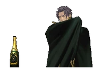 Закутан в плащ (опустил голову)