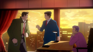 Watching as Detective Dick Gumshoe arrests Wright