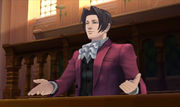 Edgeworth's post-credits appearance in Professor Layton vs. Phoenix Wright: Ace Attorney.