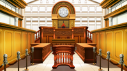 Courtroom view used in Phoenix Wright: Ace Attorney, Phoenix Wright: Ace Attorney - Justice for All, and Phoenix Wright: Ace Attorney - Trials and Tribulations