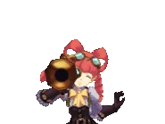 Holding bazooka/talking