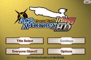 Phoenix Wright Ace Attorney Trilogy HD main menu