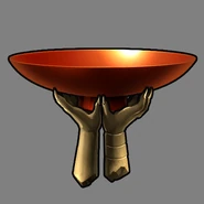 A broken piece of the statue depicting Tenma Taro and the Nine-Tailed Fox