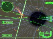 Gameplay dentro da eletrosfera, mostrando o Orbital Satellite Laser