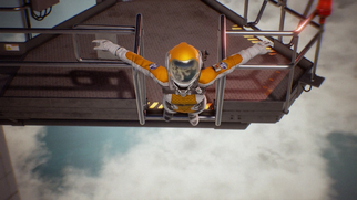 Cossette pulando do Elevador Espacial Internacional