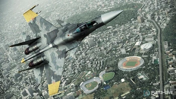 Su-37 del as eruseano Dave Jordan sobrevolando Tokio en el Assault Horizon.