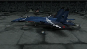 Su-37 de Tolya Kiriakov, del Escuadrón Varcolac, estacionado en el hangar.