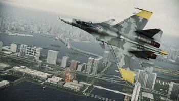 Su-37 del as eruseano Dave Jordan sobrevolando Tokio en el Assault Horizon.