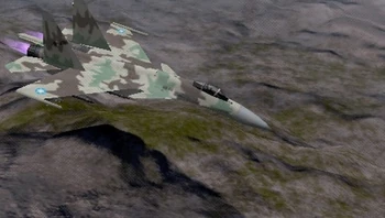 Su-37 aureliano del Escuadrón Gryphus sobrevolando Cabo Aubrey.