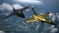 An airshow-modified F-2A and Rafale M