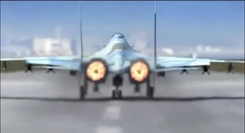 Su-37 del Escuadrón Antares en un exclusivo esquema mimético en azul.