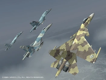 Su-37 del Escuadrón Wardog de la OADF, acompañado de un Su-35, un Su-34 y un Su-27.