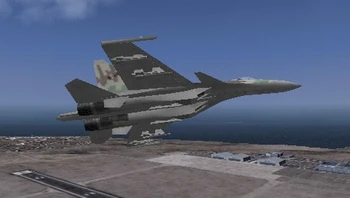 Su-37 aureliano del Escuadrón Gryphus sobrevolando la Base Aérea de Aubrey.