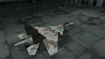 Un Su-37 utilizado por el as aureliano Gryphus 1 estacionado en el hangar.