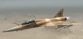 A Mirage 2000 in YAF desert camouflage, from the front