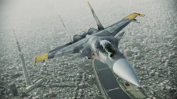 Su-37 del as eruseano Dave Jordan sobrevolando Tokio en el Assault Horizon.