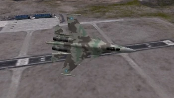 Su-37 aureliano del Escuadrón Gryphus sobrevolando la Base Aérea de Aubrey.