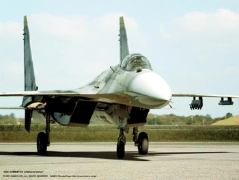 Su-37 del as eruseano Dave Jordan estacionado en tierra.