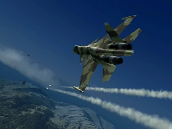 Su-37 del Escuadrón Wardog de la OADF sobrevolando la región yuktobana de Dresdene.