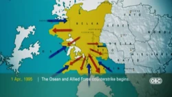  graphic showing the extent of the  invasion and the  counterattack