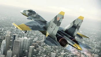 Su-37 del as eruseano Dave Jordan sobrevolando Tokio en el Assault Horizon.