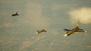 A flight of three Sicario Mercenary Corps F/C-16s