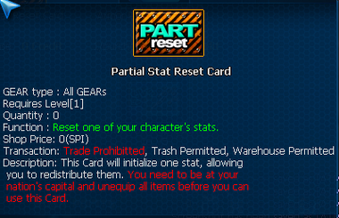 Partial Stat Reset Card