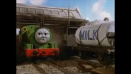Percy near a milk tanker