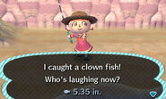 A player catching a clown fish