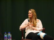 Sarah at a panel