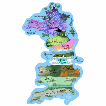 The Fae courts of Pyrthian, featuring major locations (Art by Sparklyclarke)