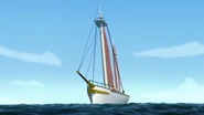 Cliff Gordon's yacht in the ocean.