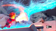 Kai uses his Fire to fight Boreal's Ice.