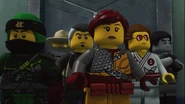 Mr. Pale, Neuro, Skylor Chen, Griffin Turner, Shade, and their first leader, Lloyd Garmadon.