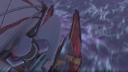 The ninja catamarans ejecting from the Destiny's Bounty into the ocean.