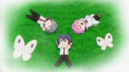 Saku's imagination with him, Sosuke, and Uta lying in the fields