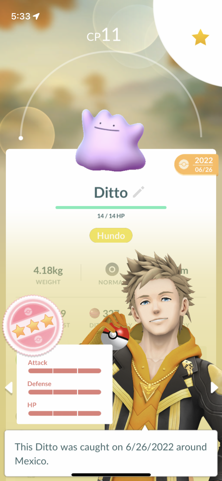 Caught a Shiny Hundo Ditto today, can anyone tell me how rare this is? : r/ pokemongo