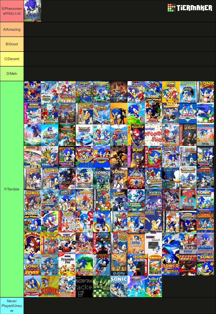 My Sonic games Tier List, man I have a lot of games to play :  r/SonicTheHedgehog