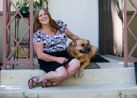 Dorothy Edwards and her dog Gunner