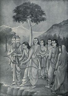 Arjuna throws his weapons in water as advised by Agni.jpg