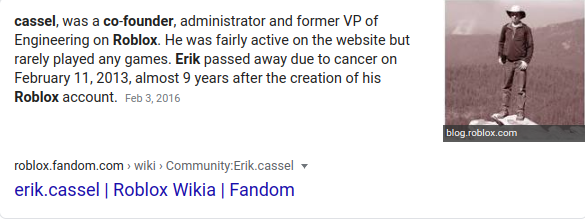 R I P Erik Cassel Co Founder Of Roblox Fandom - which ceo of roblox died of cancer