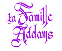 Purple text that says La Famille Addams